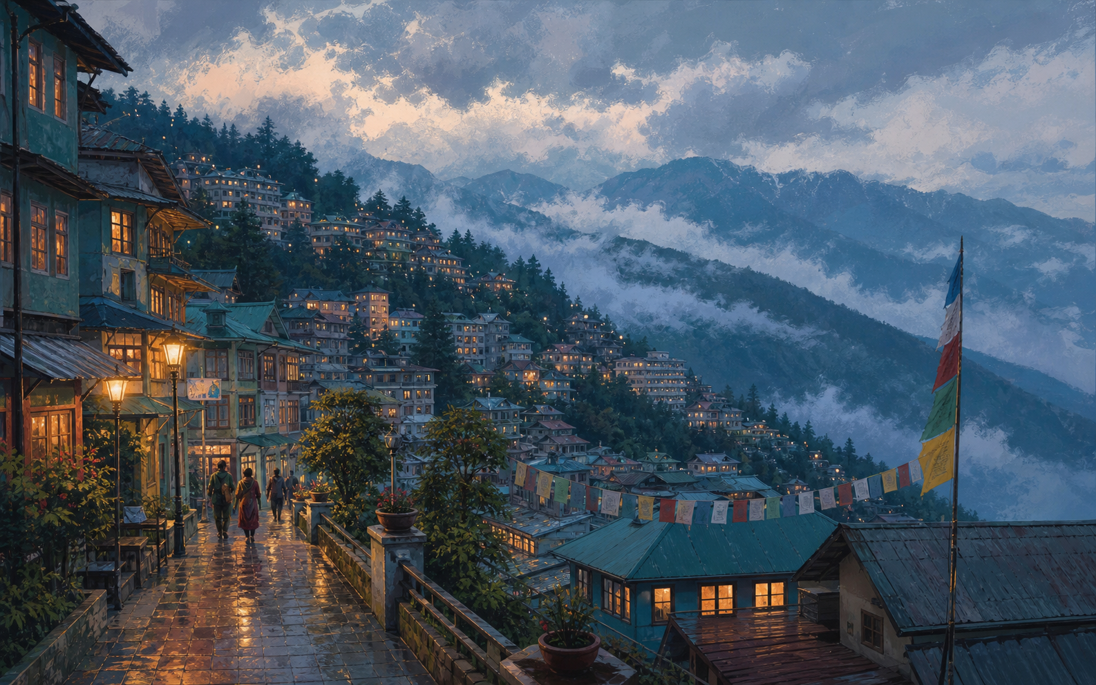Gangtok hill city arrival evening before the North Sikkim route