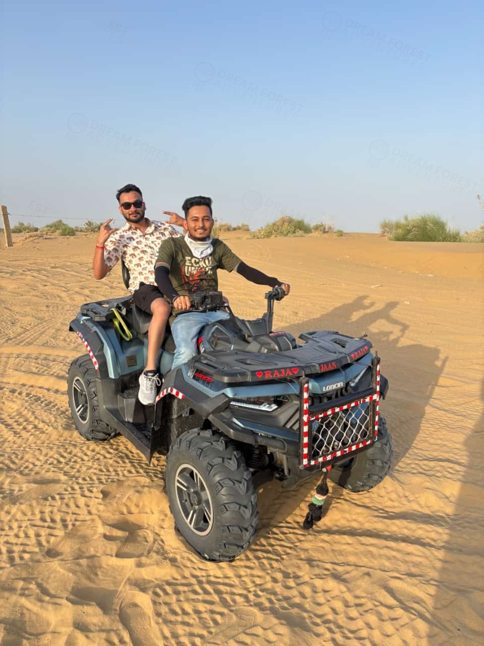 Nilim and fellow traveler on a Rajasthan desert ATV ride