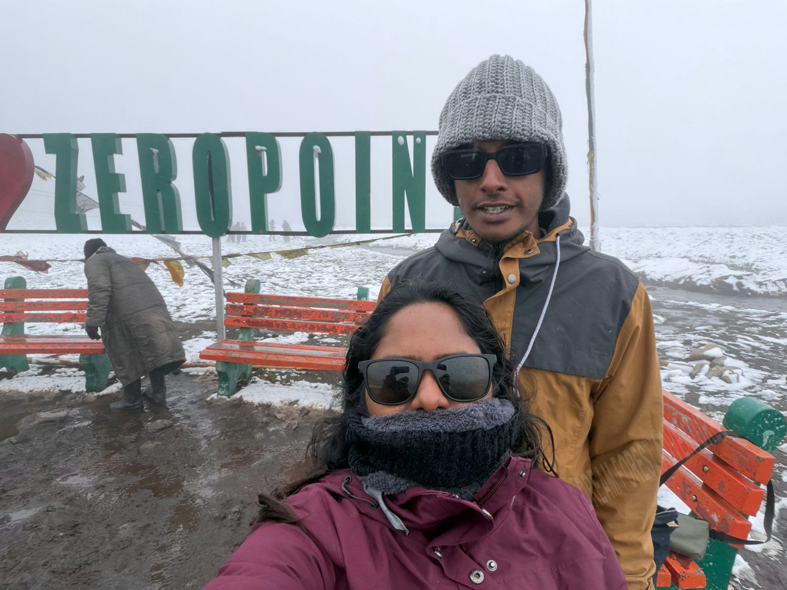 Rochana and her better half at Zero Point, Sikkim