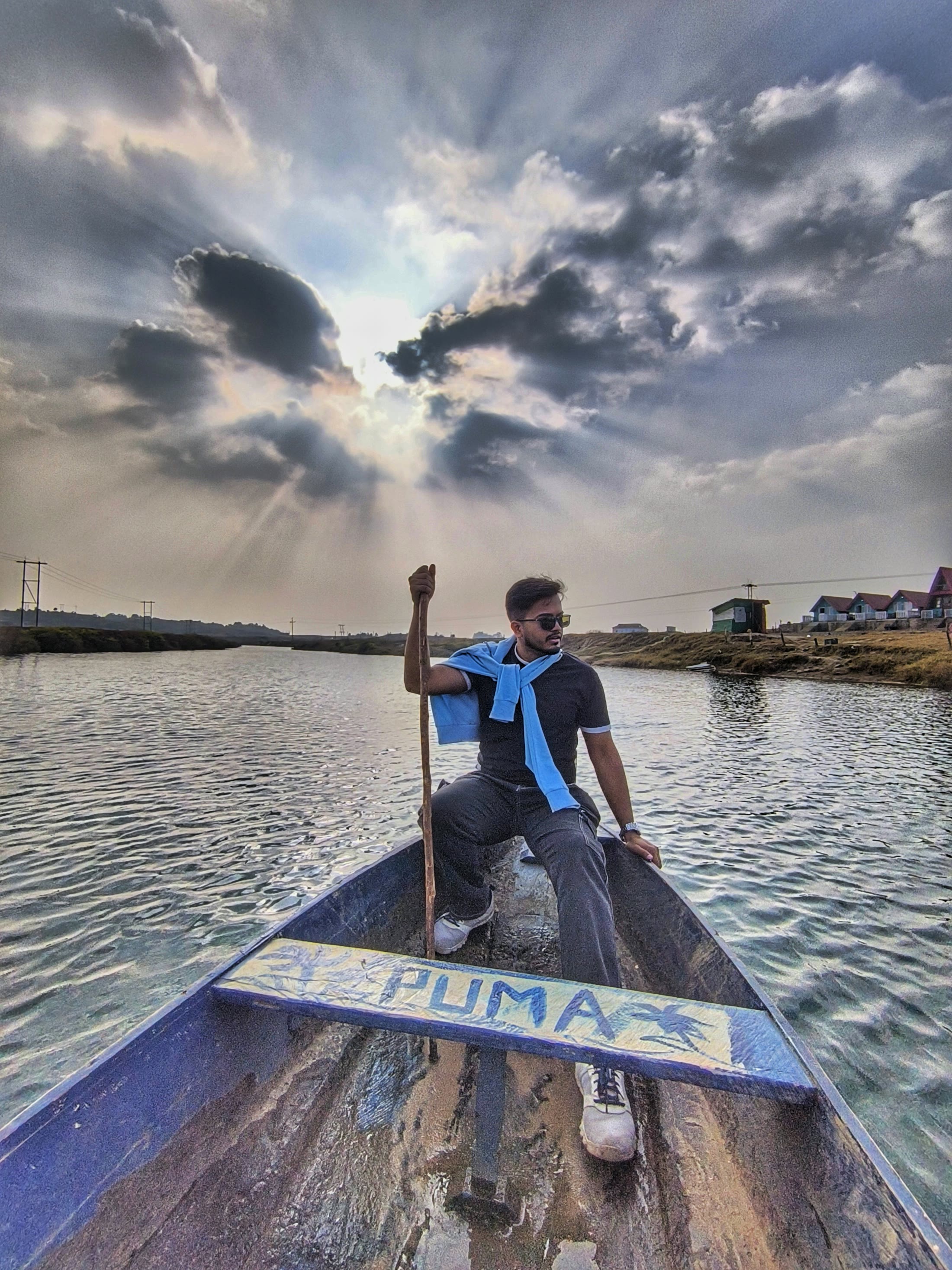 Sanskar on a Meghalaya boat ride