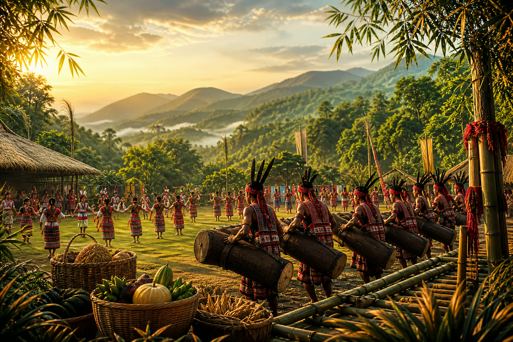 Generated artwork of Wangala Festival in the Garo Hills